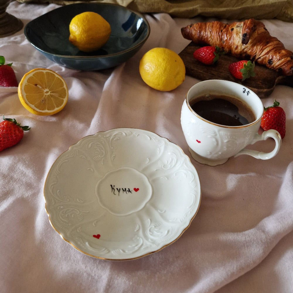 Solja od češkog porcelana sa zlatnim obodom ☆ sa natpisom